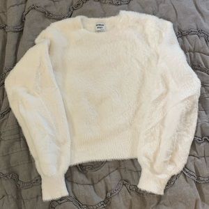 Aritzia White Fuzzy Sweater